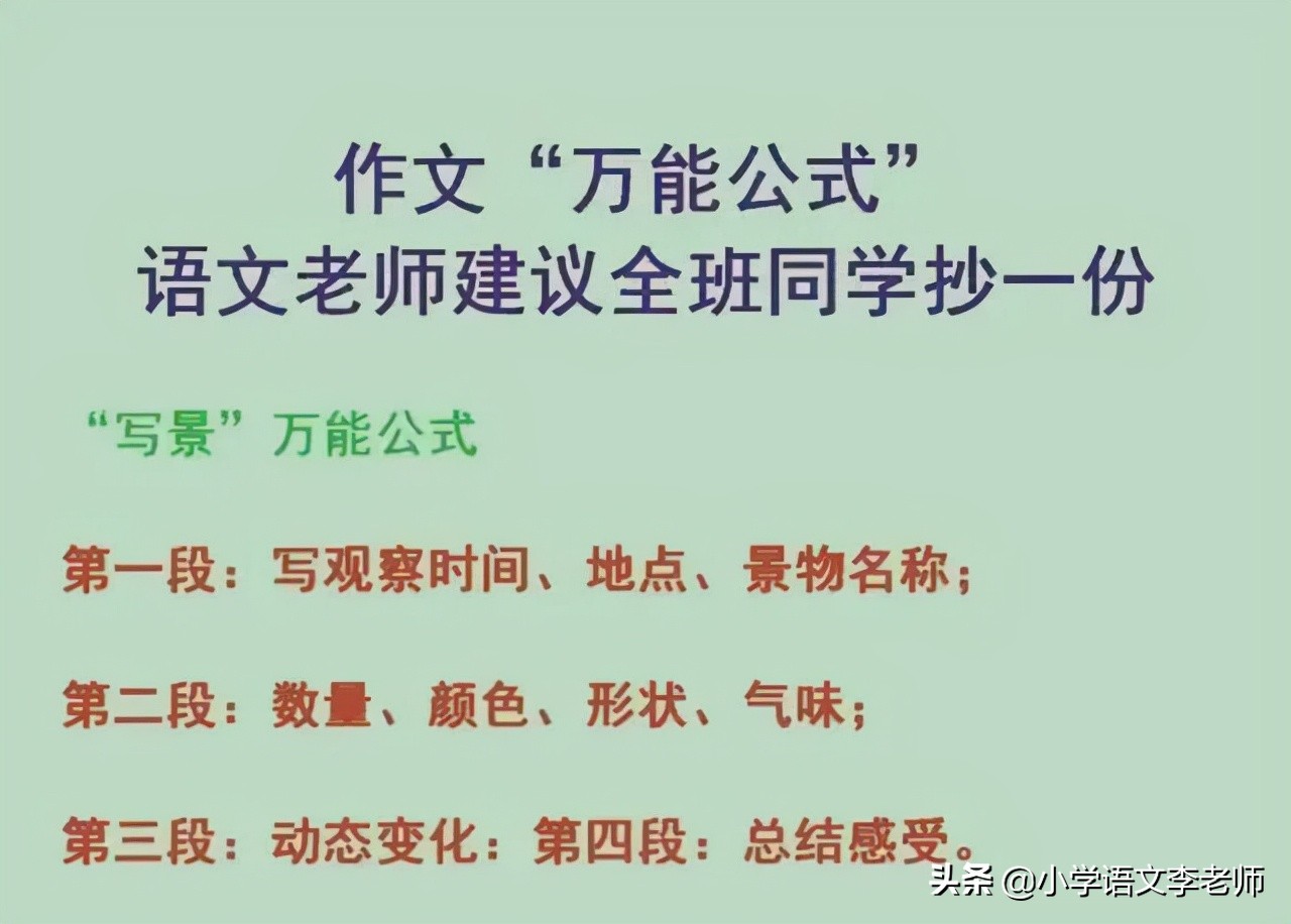 小学语文老师用心整理，将写作框架编成万能公式，果断收藏