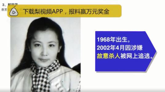 酷似女明星的通缉犯，被称为“美女蛇”，潜逃20年至今未落网