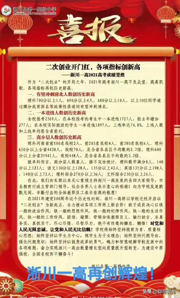 南阳市30所示范高中2021高考喜报