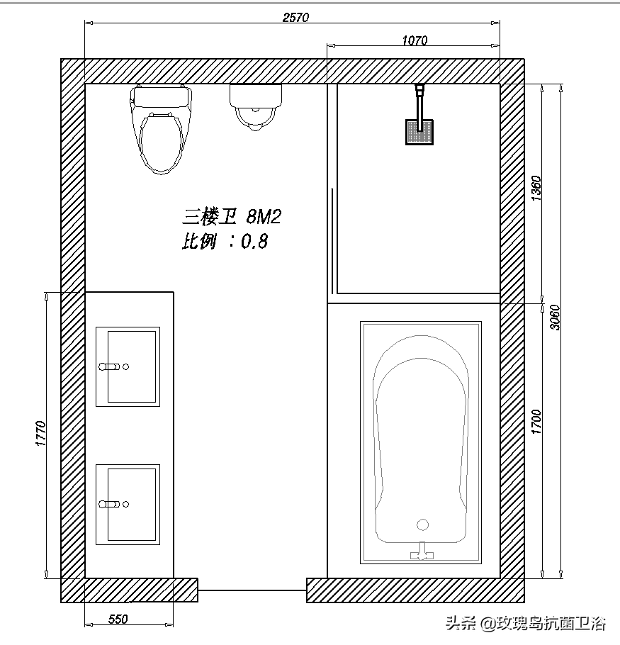 8㎡新中式卫生间，面积再大，少了干湿分离都白搭