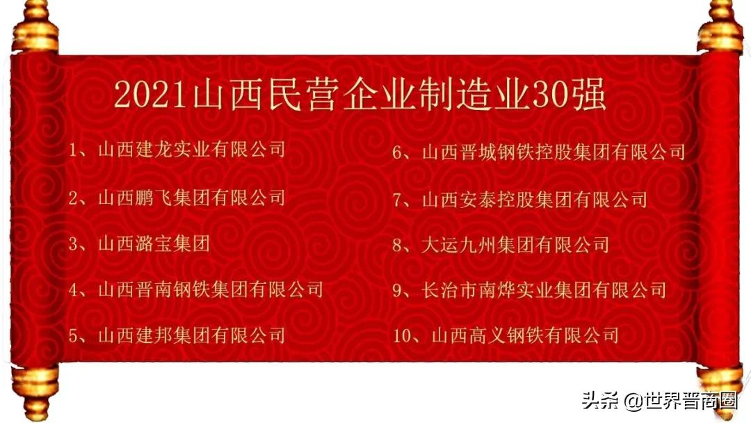 鹏飞集团成2021山西民营企业百强黑马,潞宝集团坐稳老三位置,