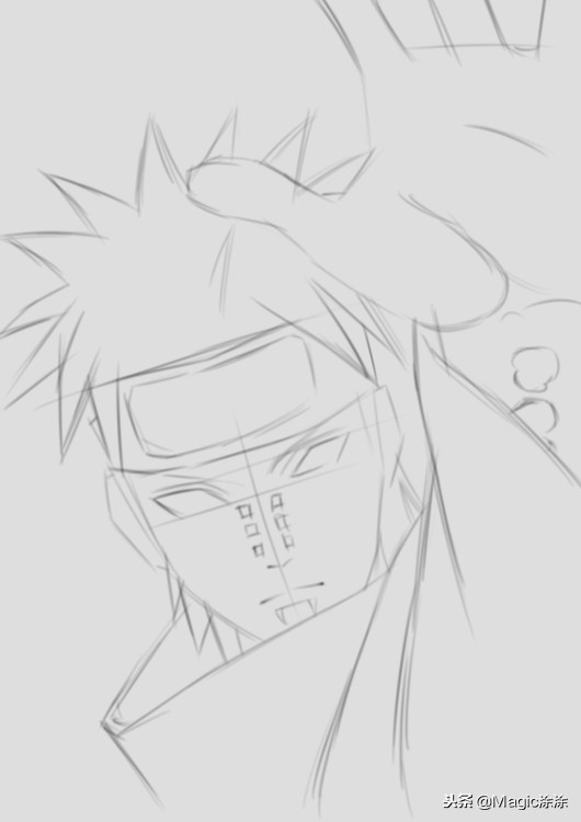 火影忍者简笔画(手绘动漫人物教学:素描风火影忍者佩恩参上 眼神和