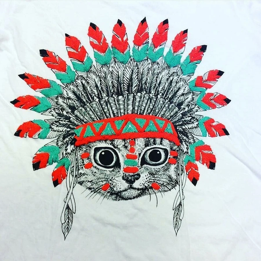 手工刺绣在T恤上看起来更加时尚，20种刺绣图案，一款比一款好看