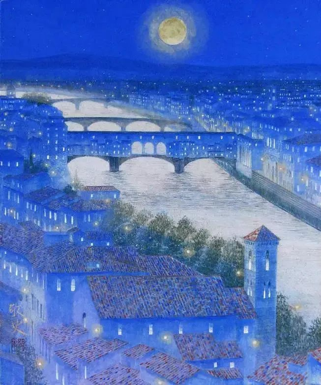 第聂伯河上的月夜油画图片