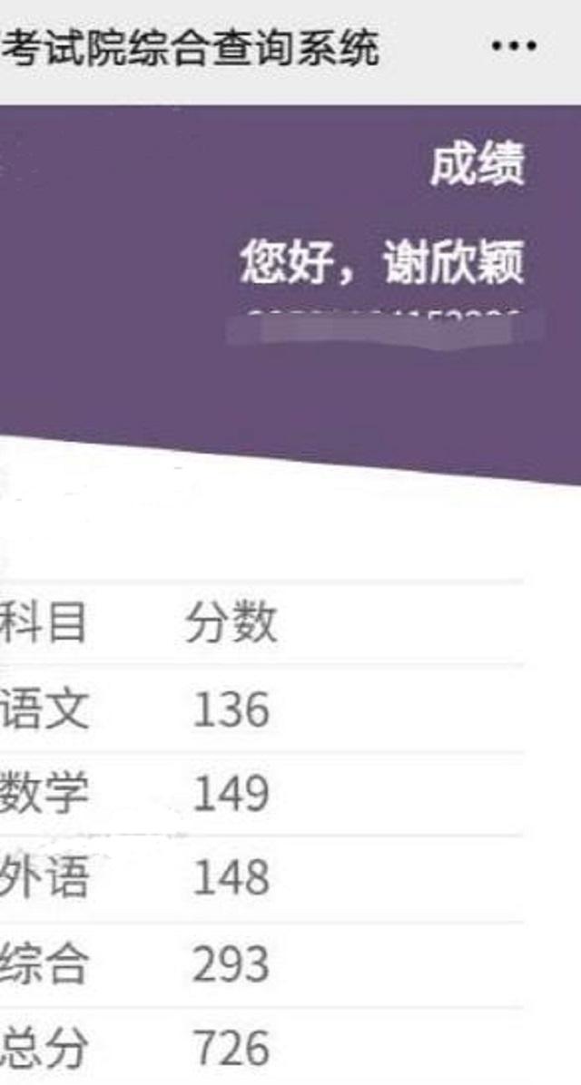 重庆理科状元谢欣颖，总分726，数学149，优秀源于良好的学习习惯