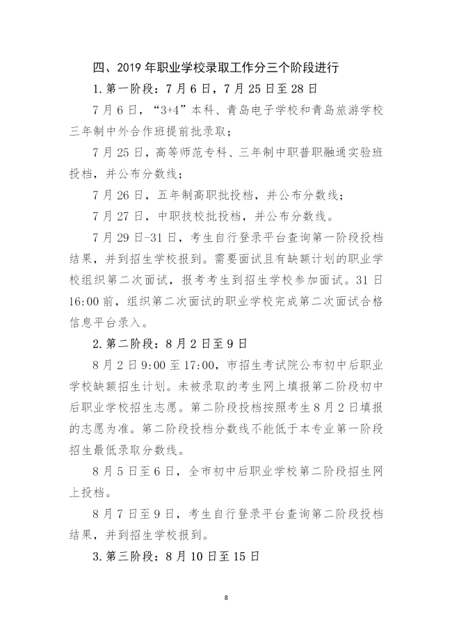 青岛市2019年职业学校招生录取分数线，附各高中借读费列表