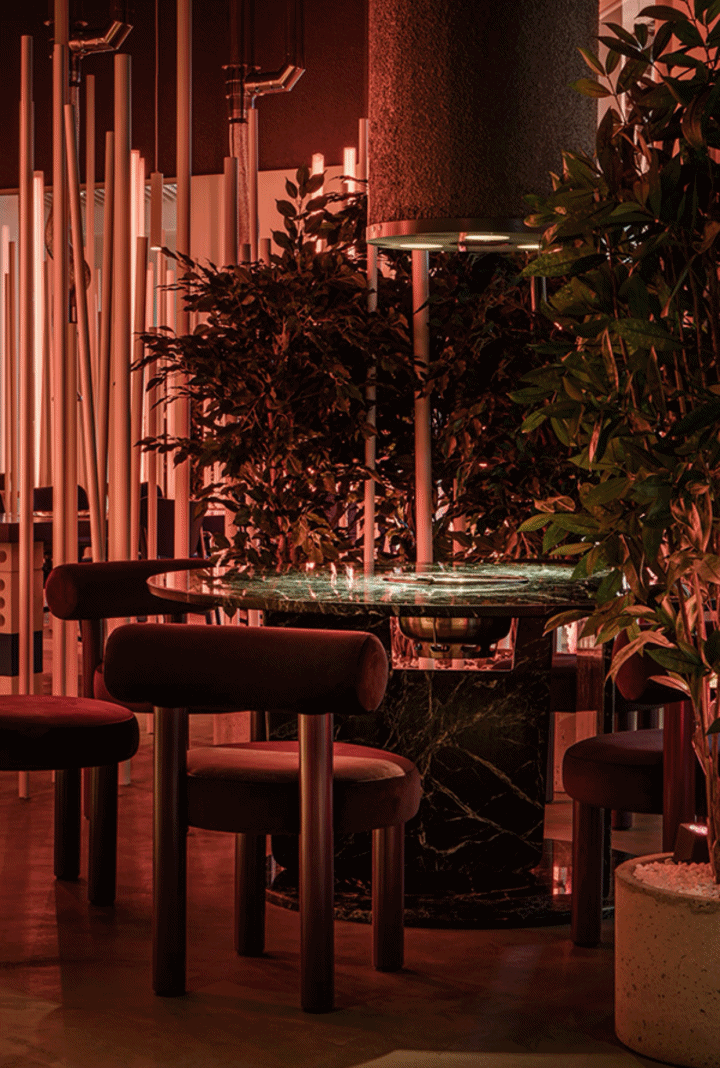 415㎡工业风韩式餐厅，这艺术灯光真是绝了