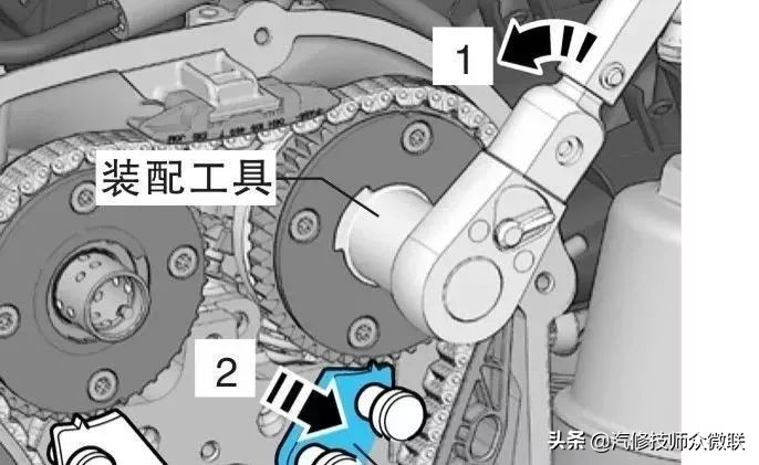 大众EA888发动机正时链条和高压油泵安装图