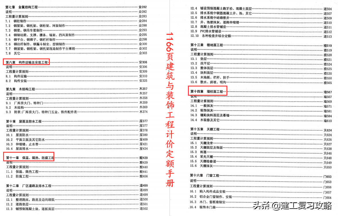定额不好算？1166页建筑与装饰工程计价定额手册，附超多实用表格