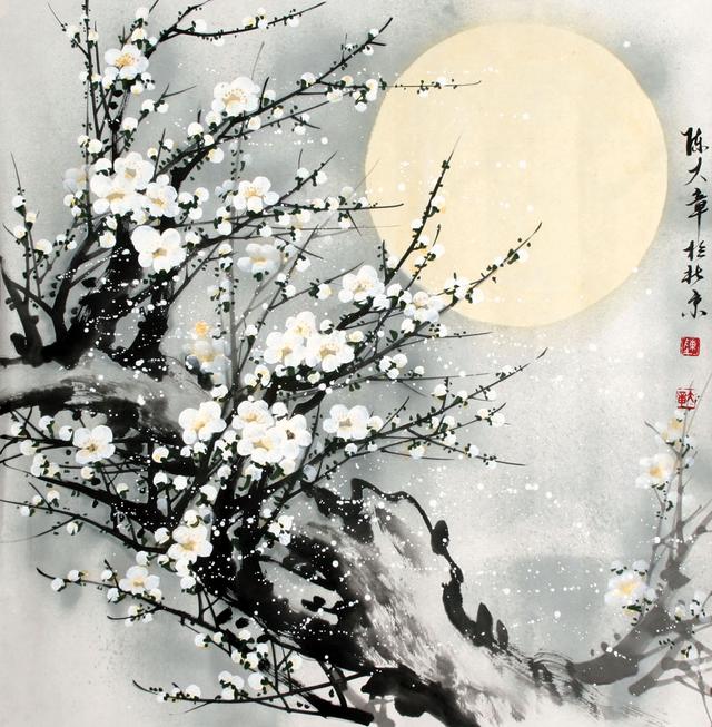 名家笔下似雪非雪的写意白梅——冰肌玉骨,冷艳出尘