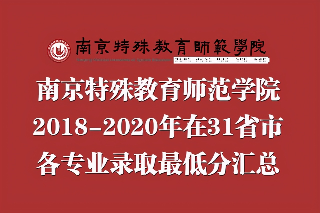 南京特殊教育师范学院2018-2020年在各招生省市各专业录取最低分