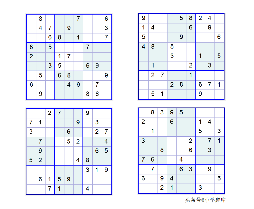 入门班数独7，九宫数独练习和方法（100道）