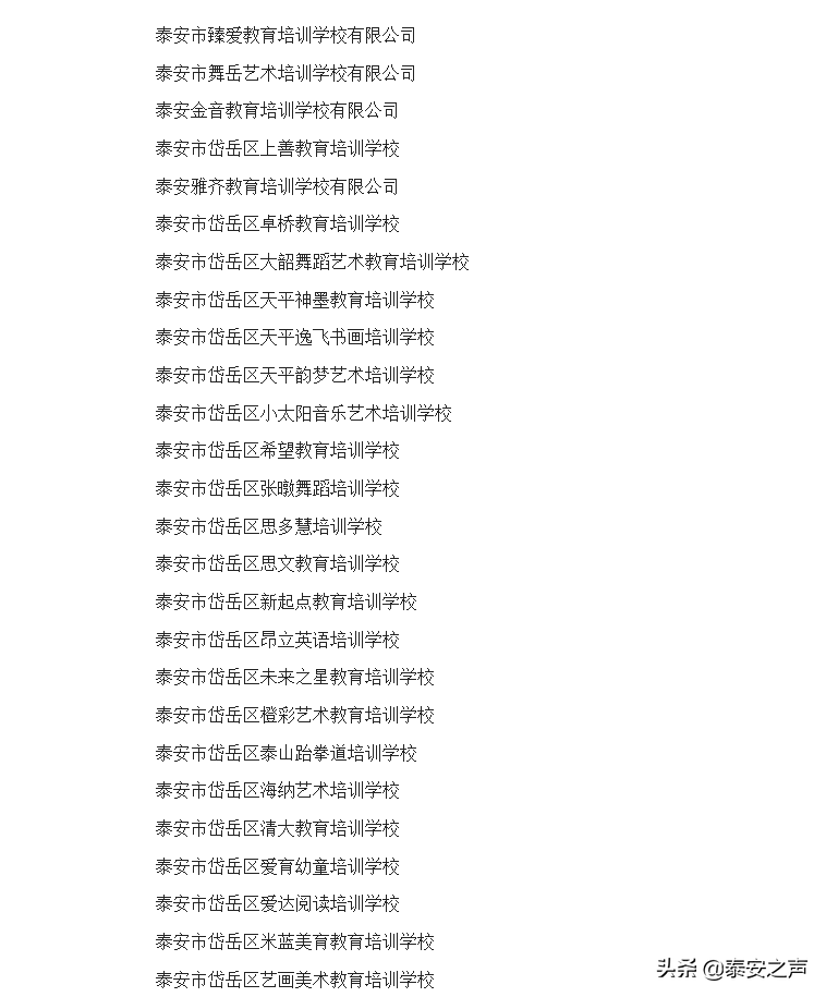 61家培训机构不合格！岱岳区公布最新校外培训机构黑白名单！