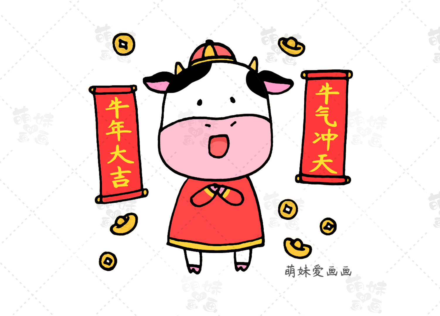 牛年大吉!学画8只小牛简笔画,简单又可爱,可收藏备用