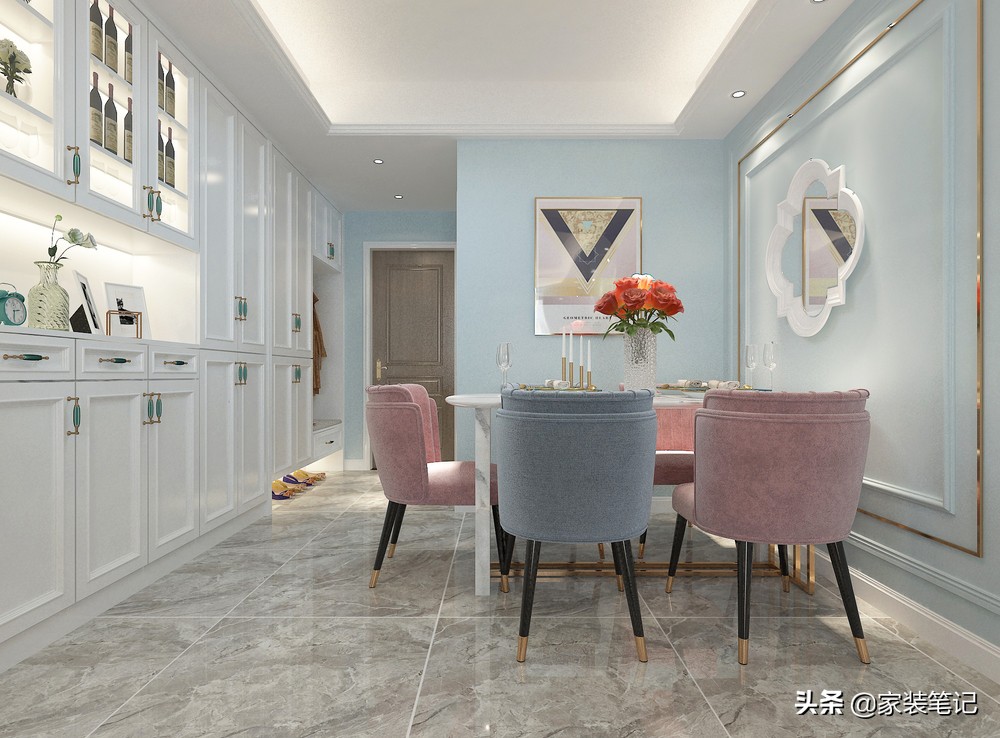她家虽然只有100㎡，但是功能齐全，色彩搭配舒适，是理想住宅