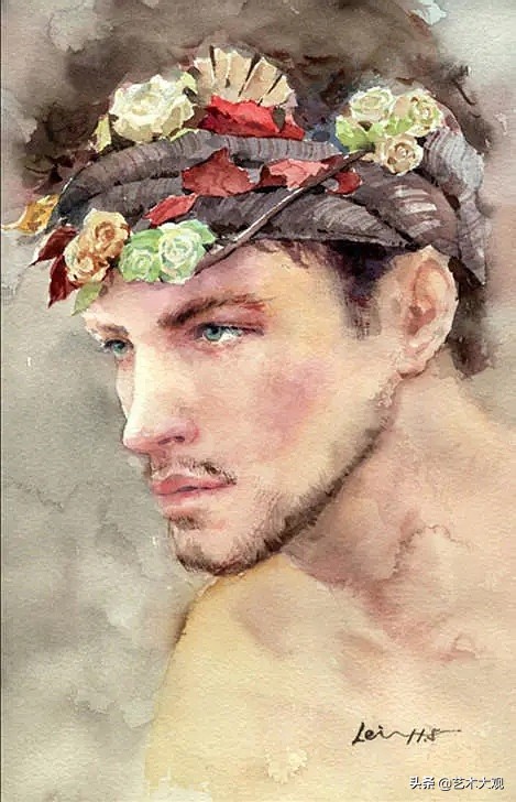 好看的肖像水彩手绘90后网络知名画家张雷雷人物作品专辑