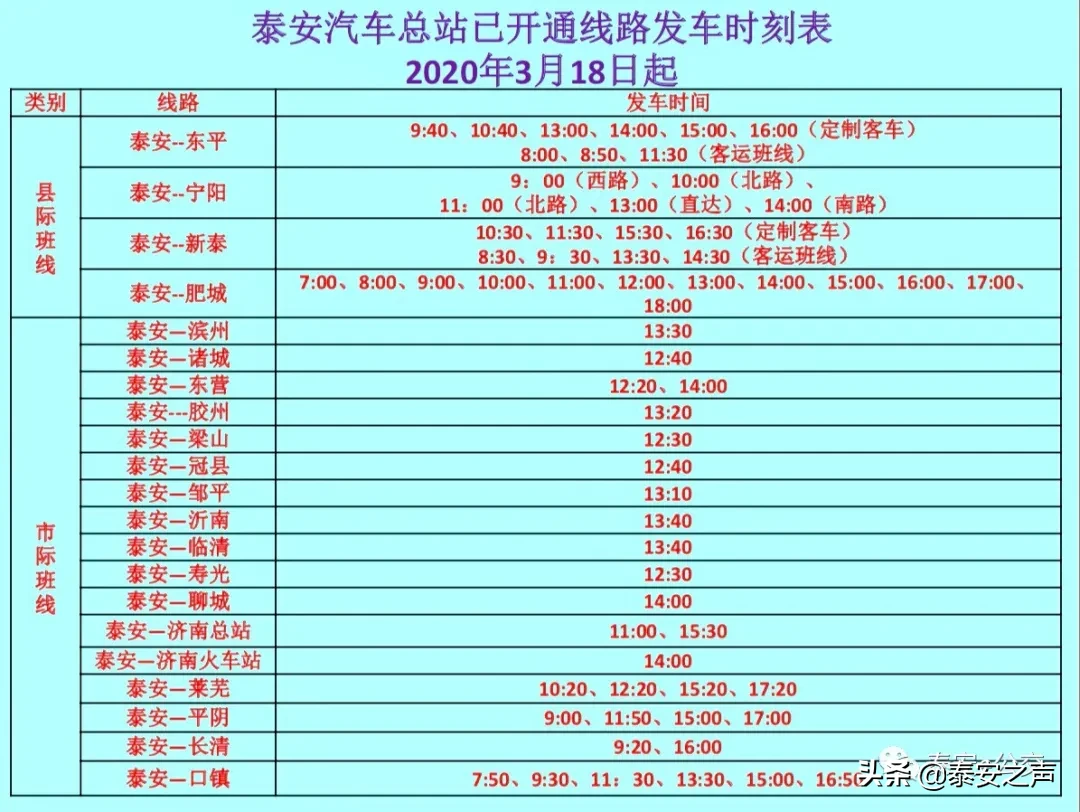 3月18日最新！泰安这些公交、长途线路班车恢复了！（附线路及发车时间）