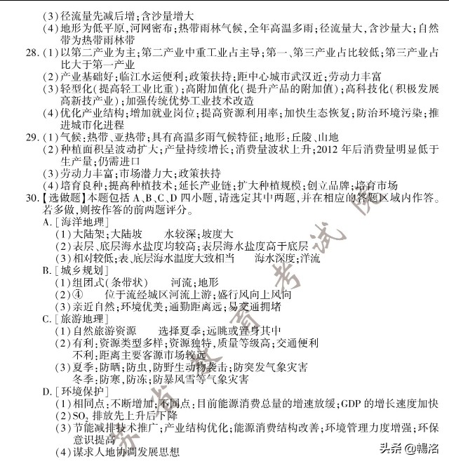 2020年江苏高考地理试题+参考答案