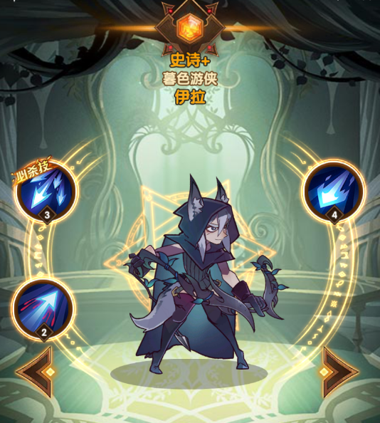 的初始角色小黑,在剑与远征中也有一位非常类似的角色--暮色游侠伊拉