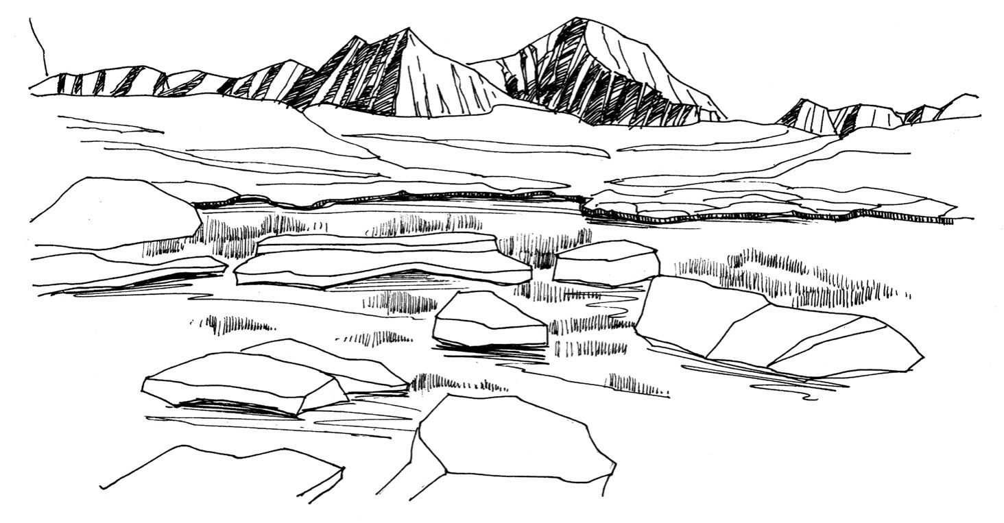 零基础钢笔画教程:教你用排线条的方式画远山,简单易学,快临摹