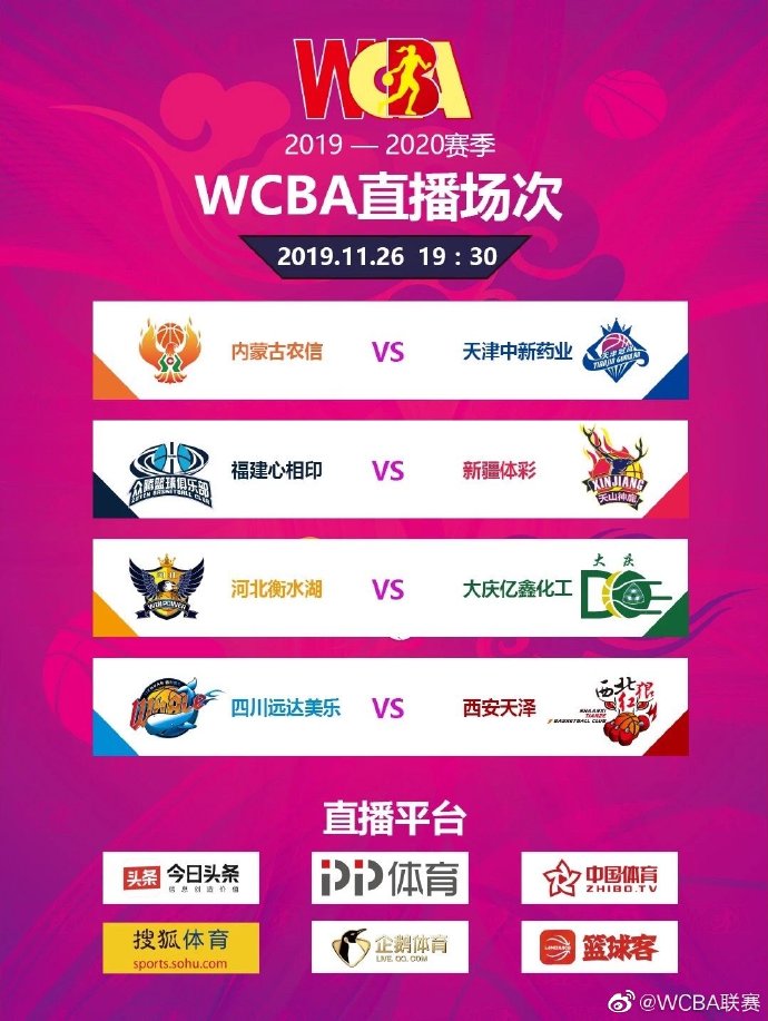 wcba在哪里看直播(WCBA第二轮比赛时间和直播预告(11月26日)：军粤大战暂无直播)