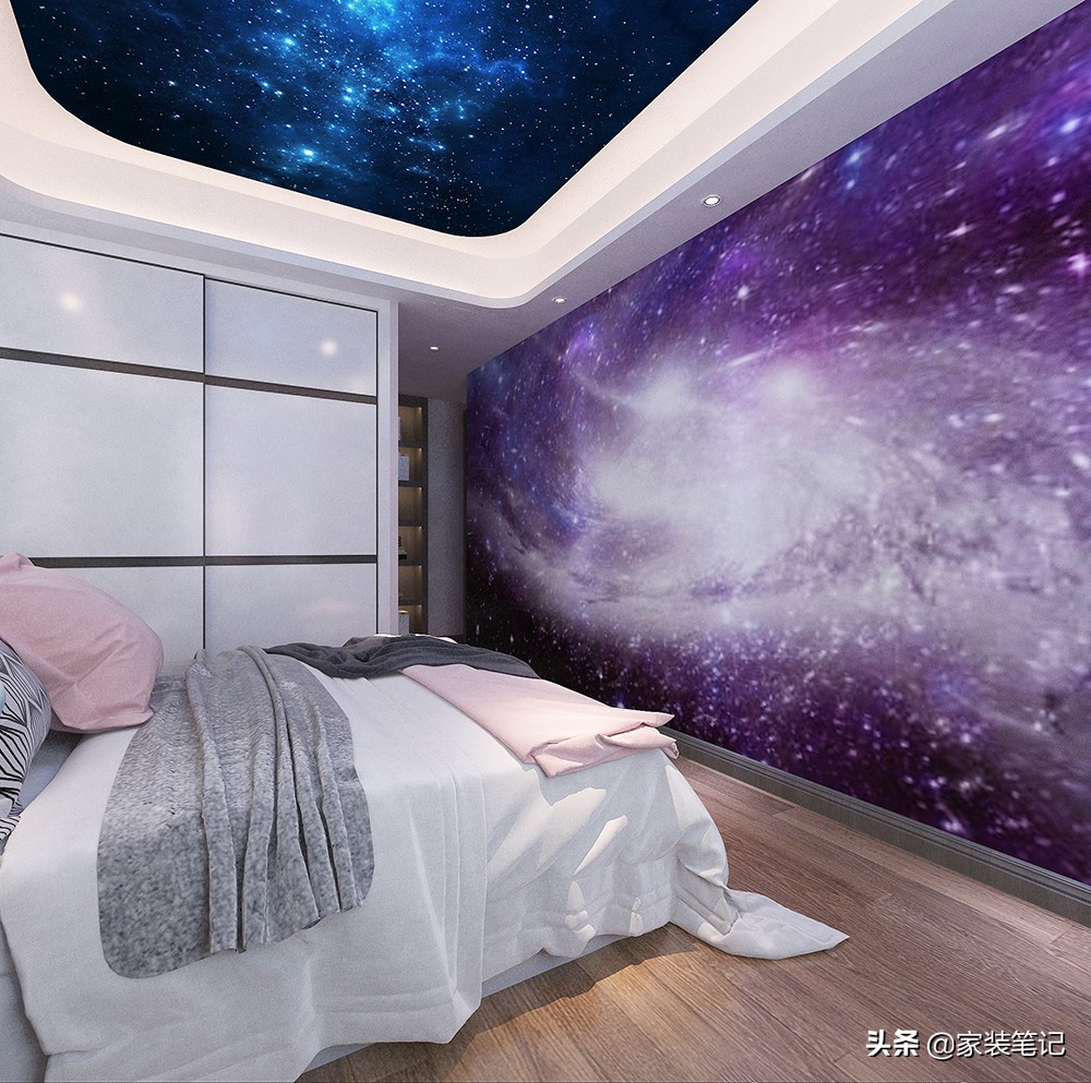 这位业主很有心了，把小孩房用“星空”做主题，有特色又很有意义
