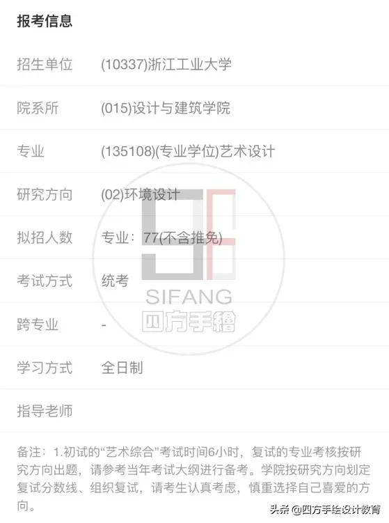浙江工业大学环艺设计专硕初试395分！学姐才貌双全，一战成硕