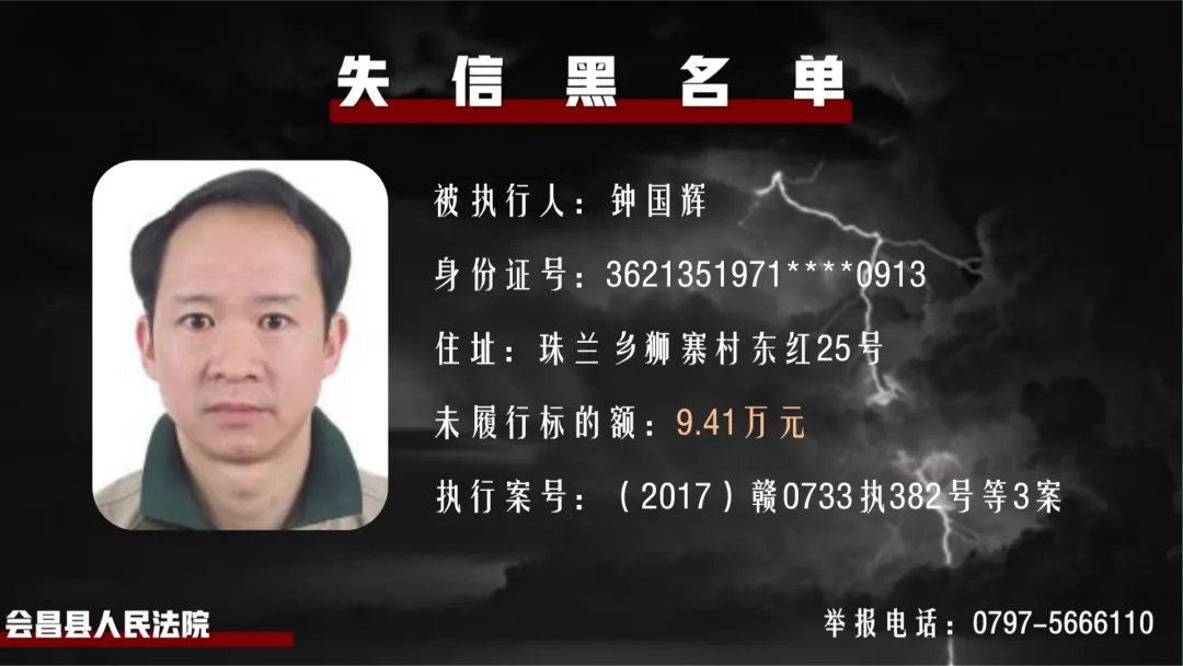 曝光！会昌法院公布一批失信被执行人名单！