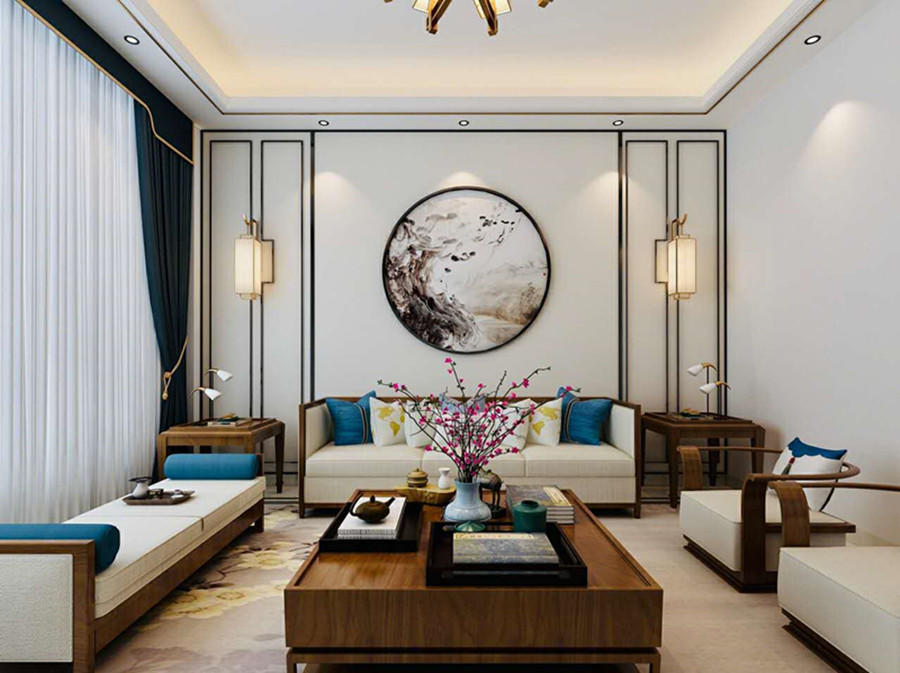 15款新中式沙发背景墙，雅致清新又不失个性，谁看谁喜爱