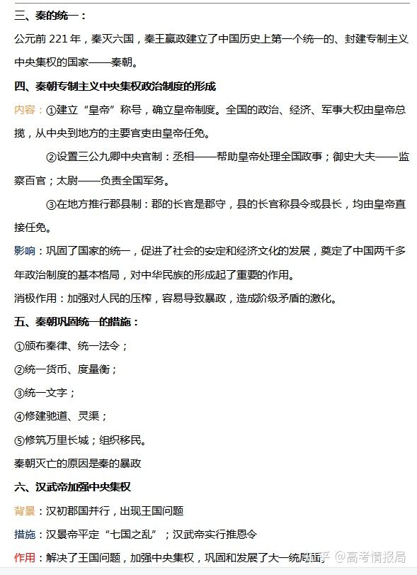 高考历史总复习知识点大全！纯干货！考生必看