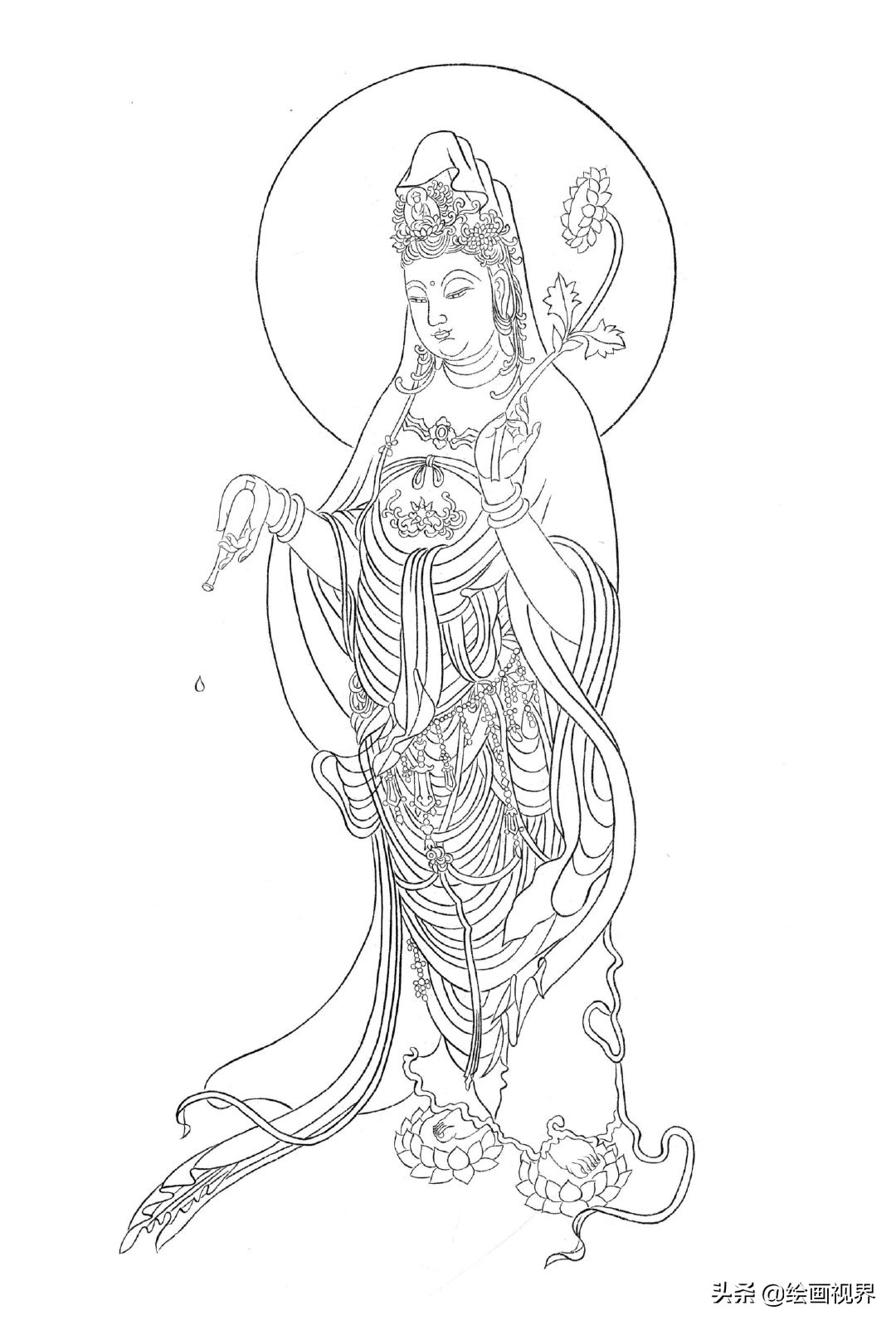 不会画白描线稿？其实画法很简单，老师都是这样画的，收藏学习