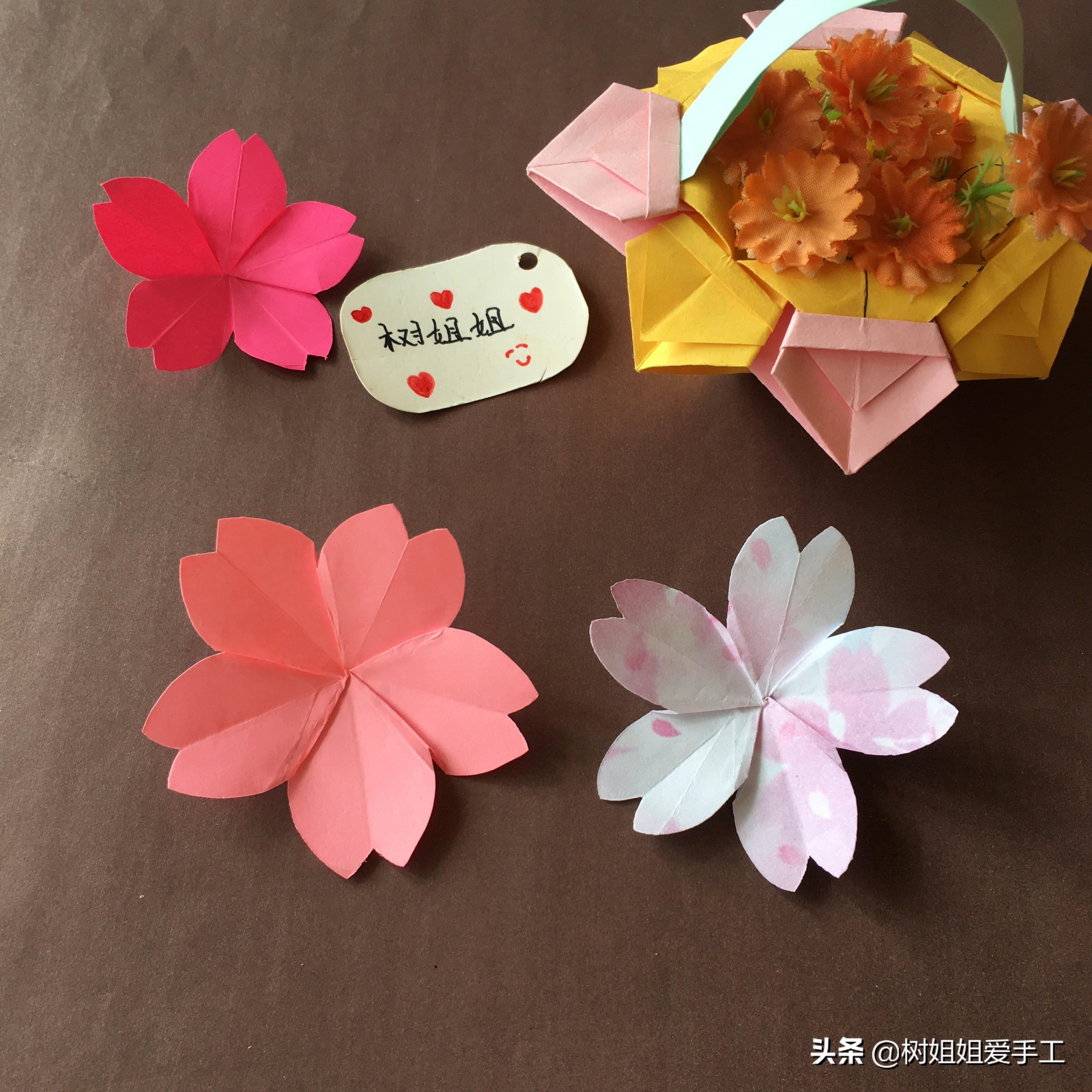 亲子折纸：立体感十足的樱花制作方法，只需要1张纸