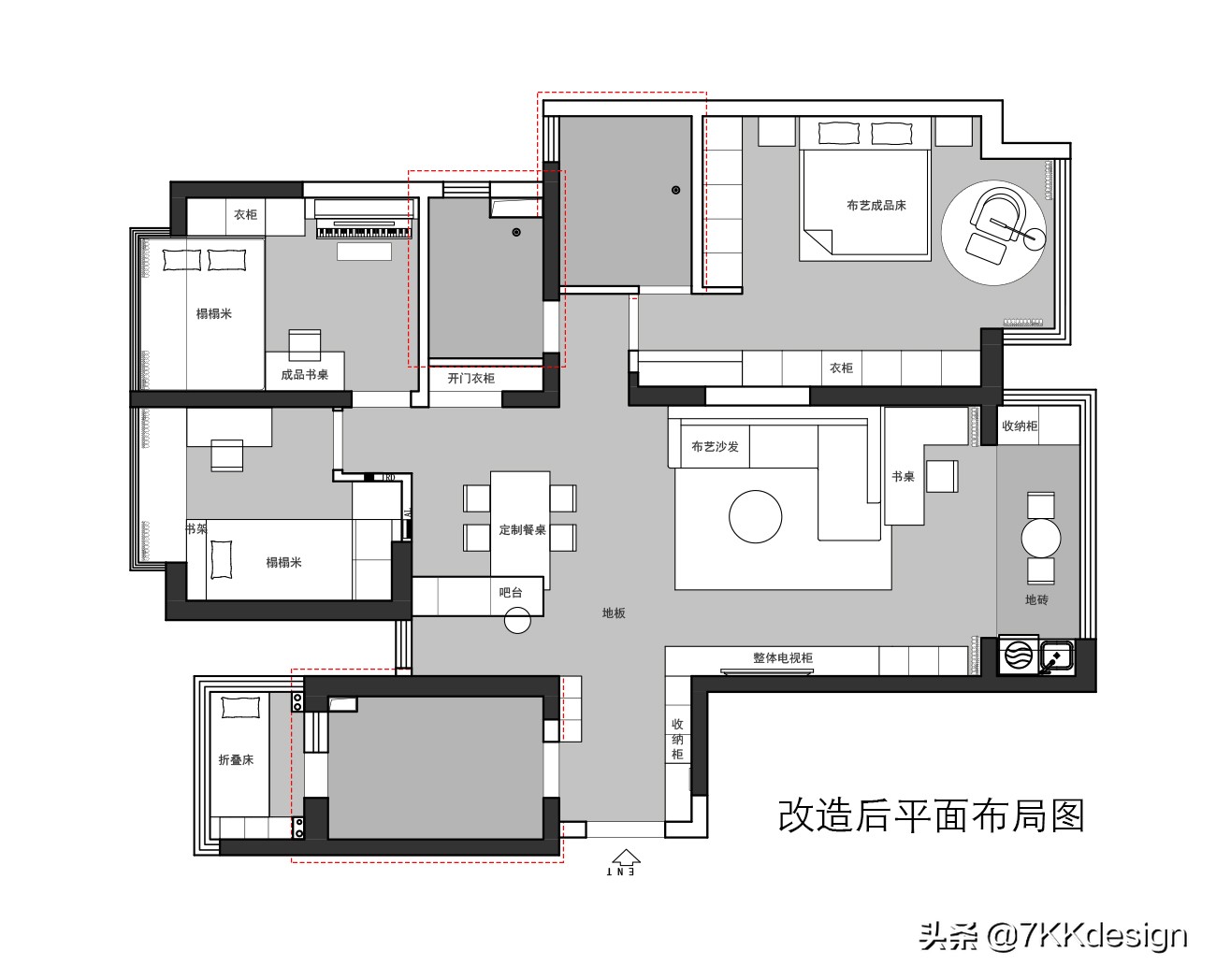 30万改造的130㎡三居室精装房，装出时尚简约温馨的舒适感