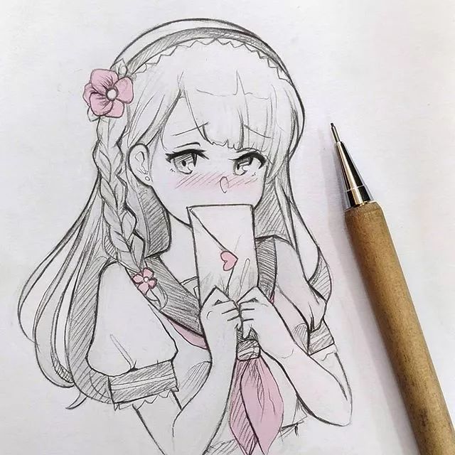 适合新手画的小清新二次元动漫美少女,线条迷人,保证你会爱上