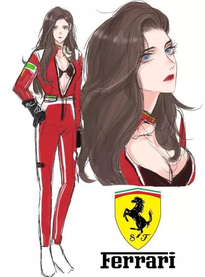 画师将汽车品牌变成美女，福特金发碧眼，宝马看着像女高管