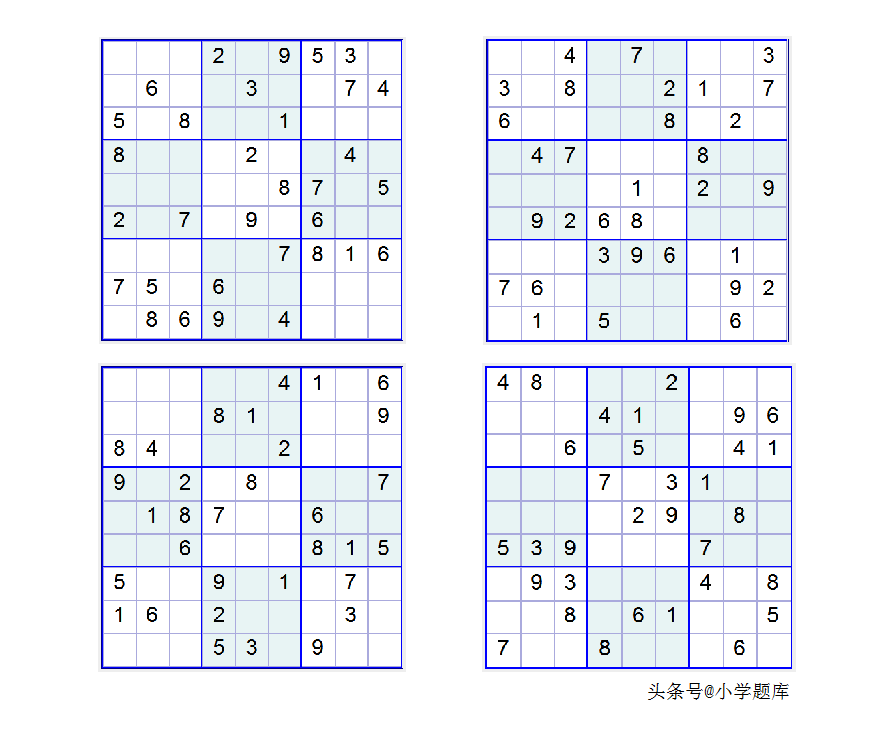 入门班数独7，九宫数独练习和方法（100道）
