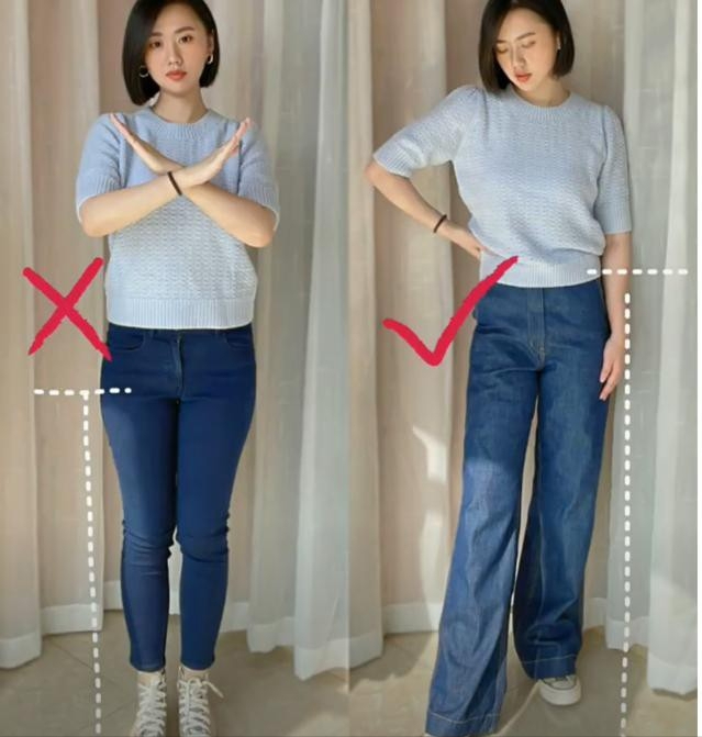 穿牛仔裤想显高、显瘦，别忽略这3个小细节，微胖和小个子必看