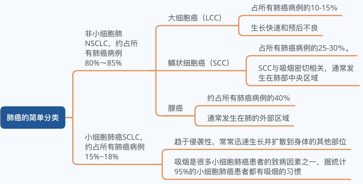 肺癌分类最完整版及肺癌检测(思维导图及表格)