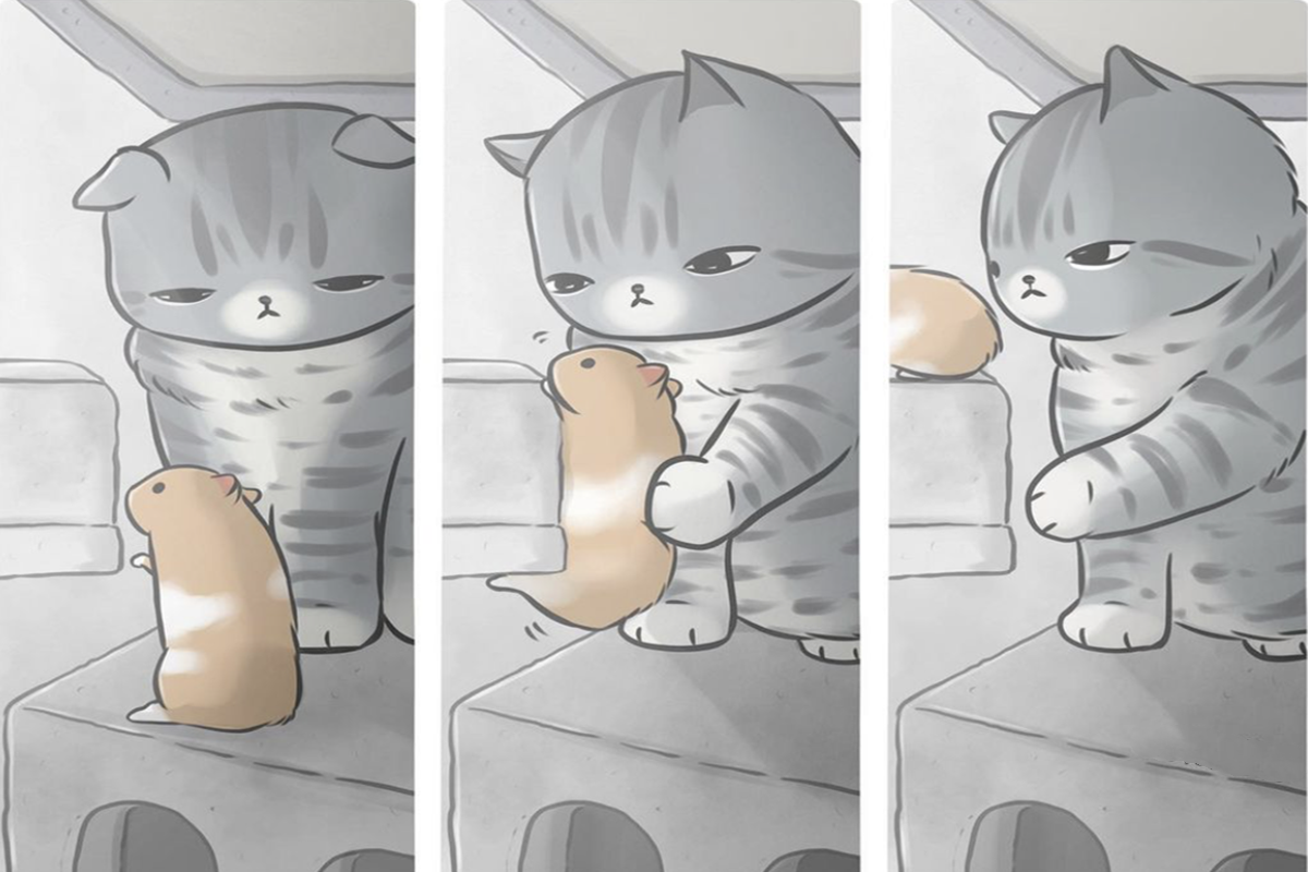 不愧是画师家的猫咪,连卖起萌来都是满满的二次元画风