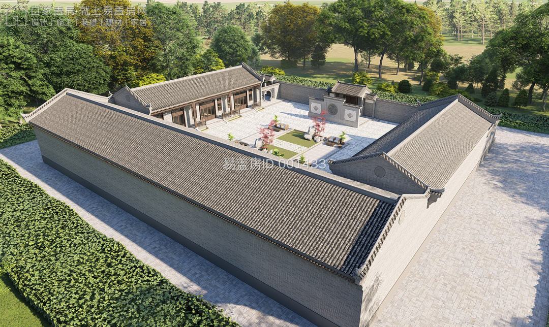 四川广元牟家中式三合院,建筑尺寸:42m×37m,参造价:105.6万