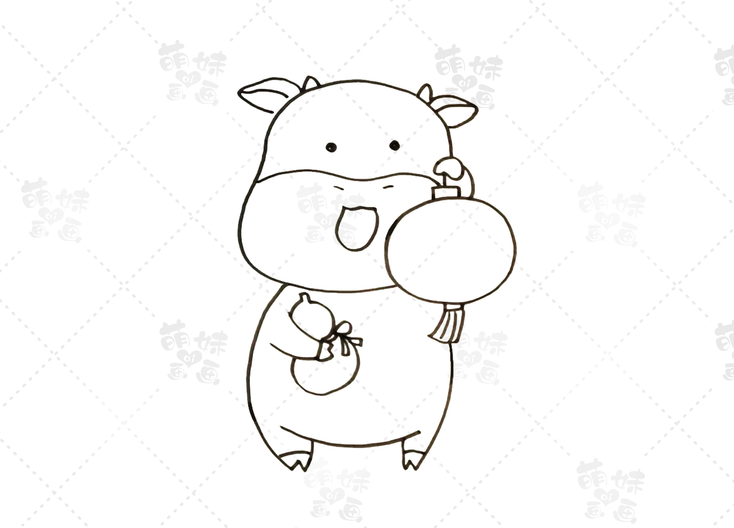 学画8只小牛简笔画,简单又可爱,可收藏备用