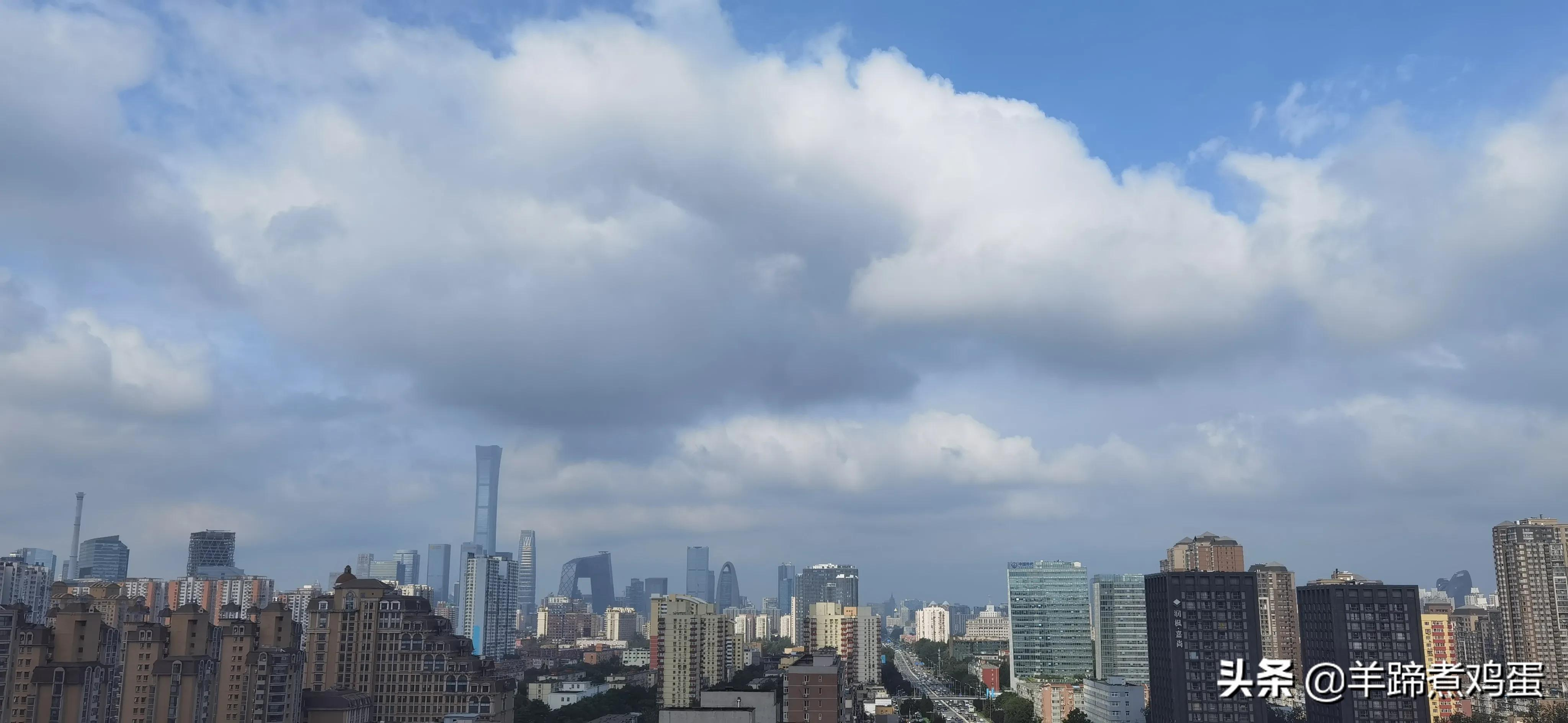 淫雨唤云行日隐耀霞红--雨后北京云空的美丽身影留下霞浓