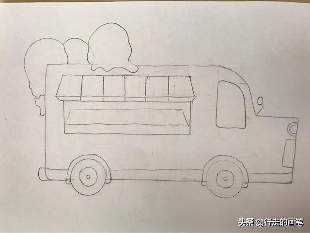 儿童画教程#五彩的冰激凌车|原创绘画