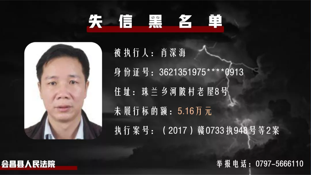 曝光！会昌法院公布一批失信被执行人名单！