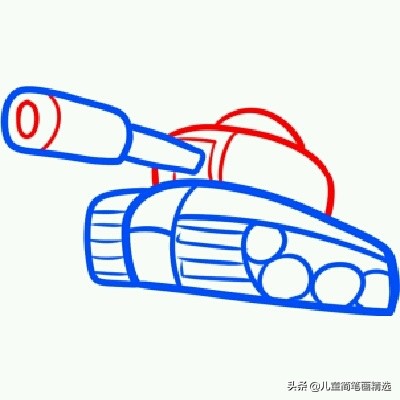 儿童简笔画精选-坦克（Tank）的绘画步骤