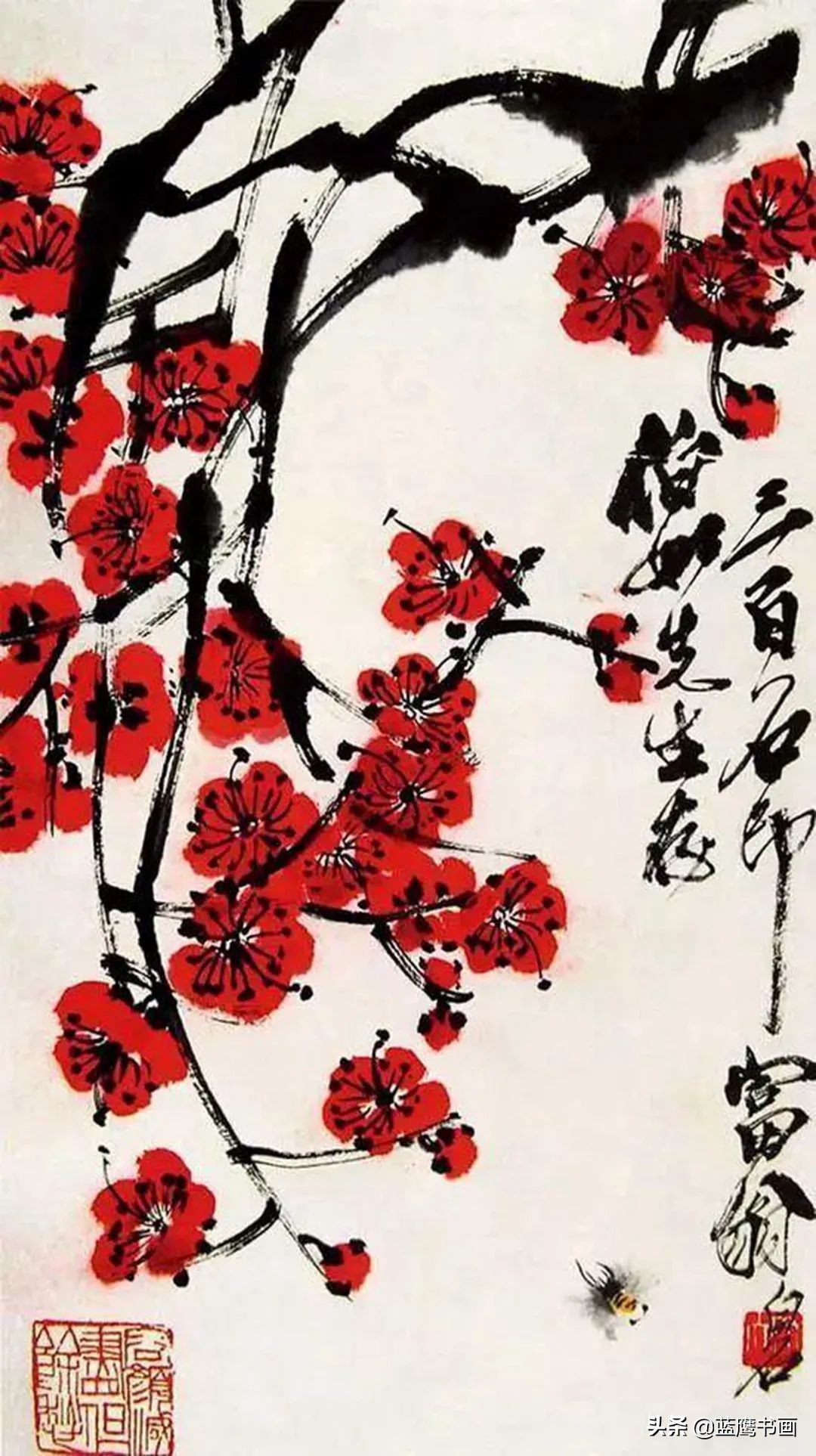 齐白石善于用墨，更善于用色，从而创造了独树一帜的新画风