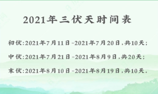 头伏是哪天(2o2l年头伏是哪天)