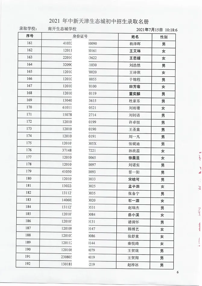 2021年天津“生态城”4所学校7年级录取名单公布！有你的名字吗？