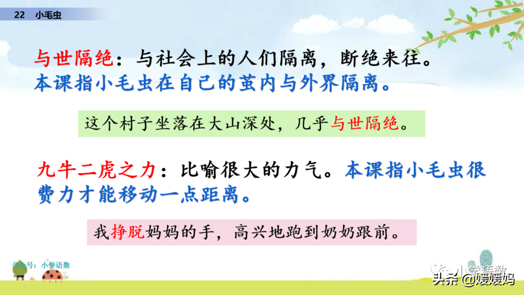 二年级下册语文课文22《小毛虫》图文详解及同步练习