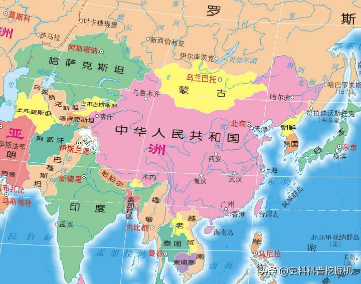 中国邻国地图简图高清图片
